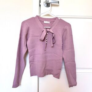 New never worn pearl accented dust pink sweater from Japan, size S